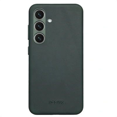 Afbeelding van Samsung Galaxy S24 MagSafe Hoesje Echt leder Accezz Backcover Groen Telefoonhoesje