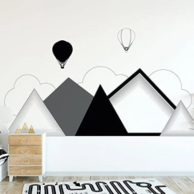 Afbeelding van Muurstickers Kinderen Decoratie Babykamer Scandinavische bergen Noordkaap H120 x L 160 cm