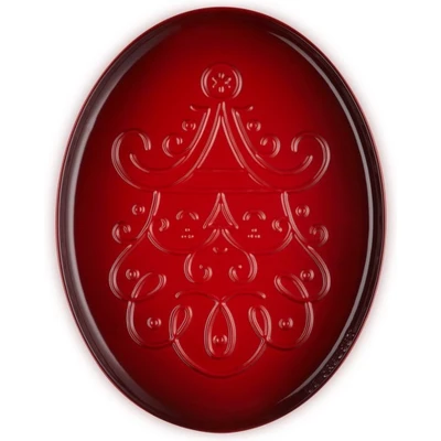 Afbeelding van Serveerschaal Le Creuset Ovaal Kerstman Kersenrood