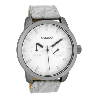Afbeelding van OOZOO Timepieces grijze horloge met leren band C8255