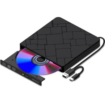 Afbeelding van externe cd/dvd drive voor laptop, USB 3.0, type C, draagbare dvd cd/rw brander, schrijf speler, cd drives pc, desktop, MacBook, iMac, Windows 11/10/8/7/XP/Vista/Linux/Mac/OS