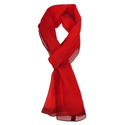 Afbeelding van TigerTie Dames chiffon halsdoek in eenkleurig unicolor doekgrootte 160 cm x 36 Made Italy, Rood donkerrood, Tuchgröße
