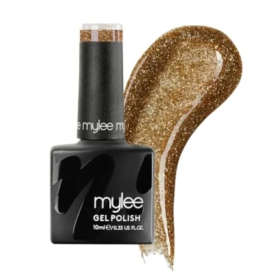 Afbeelding van Mylee Gel Nagellak 10ml [Gold digger] UV/LED Gellak Nail Art Manicure Pedicure, Professioneel &amp; Thuisgebruik [Fine Glitters Range] Langdurig en gemakkelijk aan te brengen