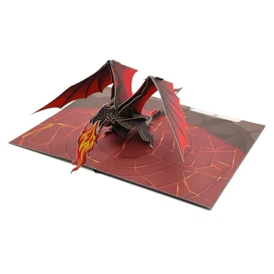 Afbeelding van Dragon Fire Fantasy 3D pop up kaart voor verjaardag, afstuderen, Valentijnsdag, Vaderdag, jubileum, bedankt alle gelegenheden