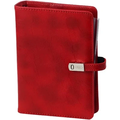 Afbeelding van Organizer Agenda navulbare ringband losse bladen 6 gaten notitieboek planner dagboek afsprakenplanner week op twee pagina&#039;s navulkalender 2024, 2025, 2026, A6 personeel, rood
