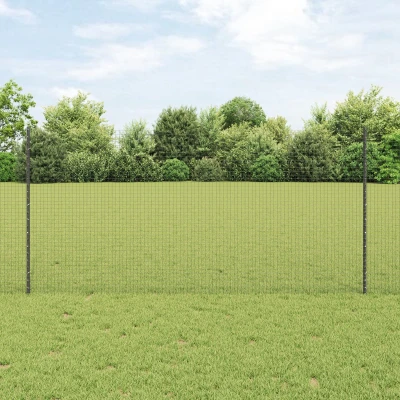 Afbeelding van vidaXL Gelaste Draad Omheining met 22 U Palen Grijs 1.2x25 m Staal