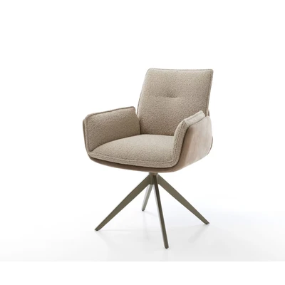 Afbeelding van DELIFE Draaistoel Nela Flex microvelours mud vintage kruisframe breed afwerking met titanium 360 draaibaar rocker functie