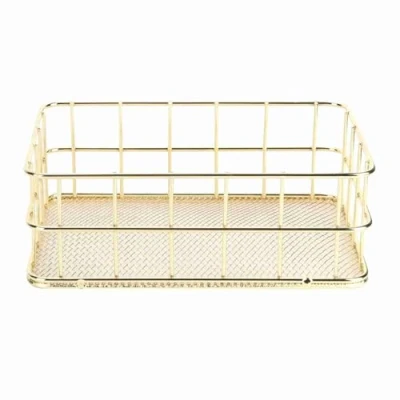 Afbeelding van Wire Mesh Basket, Golden Iron Storage Basket Multifunctionele Desktop Organizer voor thuis(Small)