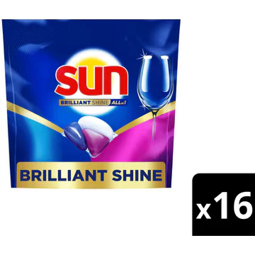 Afbeelding van Sun Brilliant Shine All in 1 Vaatwascapsules 16 stuks