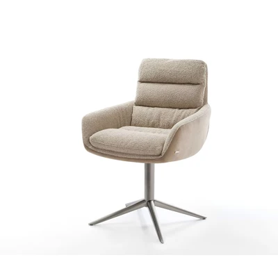 Afbeelding van DELIFE Draaistoel Abelia Flex met armleuning materiaalmix mud kruispoot roestvrij staal 360 draaibaar rocker functie