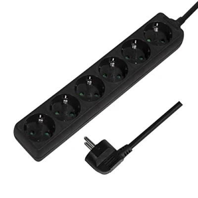 Afbeelding van LogiLink LPS238B power uitbreiding 1,5 m 6 AC uitgang(en) Binnen Zwart