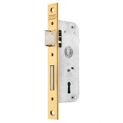 Afbeelding van Tesa Assa Abloy 200230HL insteekslot voor houten deuren, messing, ingang, 30 mm, 2002
