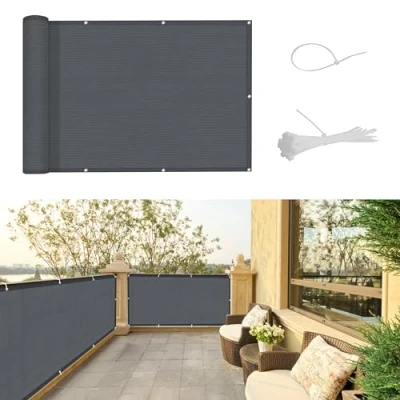 Afbeelding van SUNNY GUARD Balkonscherm,privacyscherm,privacyscherm,tuin,HDPE,weerbestendig,uv bescherming,voorruit met kabelbinders,80 x 300 cm,Antraciet