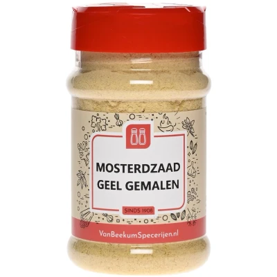 Afbeelding van Van Beekum Specerijen Mosterdzaad Geel Gemalen Strooibus 120 gram
