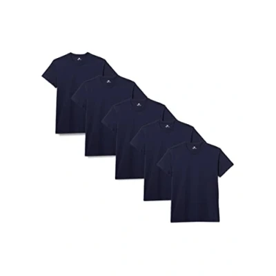 Afbeelding van Lower East Heren T shirt met ronde halsuitsnijding, Donkerblauw, set van 5, 3XL