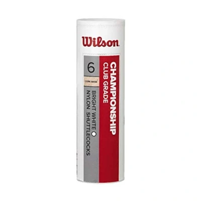 Afbeelding van Wilson Championship WRT6042WH78 Badmintonshuttles, 6 stuks, snelheid 78, kunststof/natuurkurk, wit