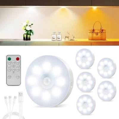 Afbeelding van UNUSROOM Onderbouwlamp keuken, led kastverlichting met afstandsbediening, kastlicht bewegingsmelder, 3 kleurtemperaturen, USB oplaadbaar, dimbare vitrineverlichting, draadloos, voor keuken (6)
