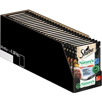 Afbeelding van SHEBA Nature&#039;s Collection in Sauce, hoogwaardig natvoer voor katten met tonijn (MSC) portiezak, 28 x 85 g