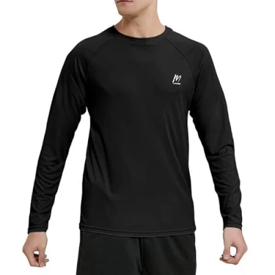 Afbeelding van MeetHoo Rashguard UPF 50+ shirt met lange mouwen voor heren, losse stretch, uv bescherming, mouwen, zwemshirt surfen, zwemmen, hardlopen