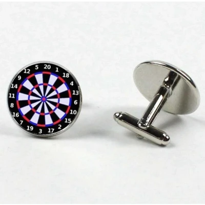 Afbeelding van Dartboard Manchetknopen Heren Zilver kleurig Cufflinks Cadeau voor Man Mannen Cadeautjes