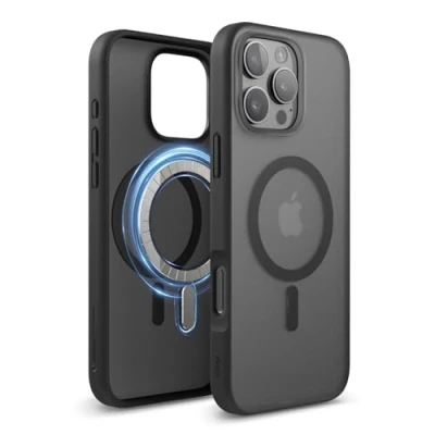 Afbeelding van elago Magnetic Hybrid Duidelijke Hoesje Compatibel met iPhone 16 Pro Max Case MagSafe, PC + TPU Hybride Technologie, Schokbestendige bumper, Verhoogde Camera Bescherming (Mat Zwart)