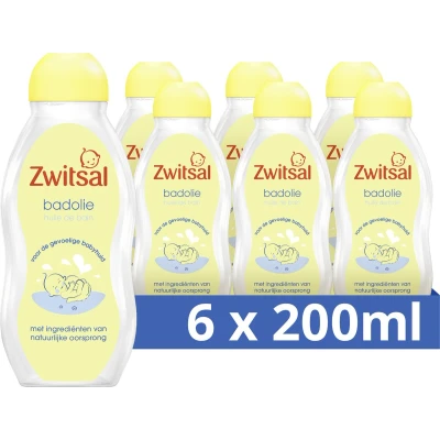 Afbeelding van Zwitsal Baby Badolie 6 x 200 ml Voordeelverpakking
