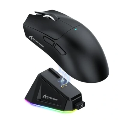 Afbeelding van ATTACK SHARK X11 gaming Mouse met magnetisch oplaaddock, PixArt PAW3311 Sensor, BT/2.4G Wireless/bekabelde muis, 22000 DPI, Office Mice Gamer voor Win11/Xbox/PS/Mac (zwart)