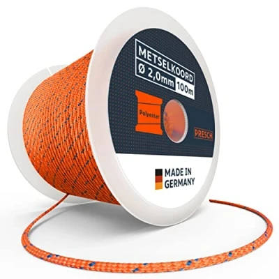 Afbeelding van Presch Metselkoord 100m ⌀2,0mm Polyester Scheurvast, weerbestendig richtkoord met spoel Knoopvast bouwkoord Extreem duurzaam en hoge kwaliteit