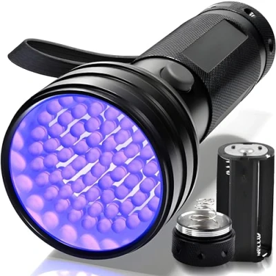 Afbeelding van Retoo UV Zaklamp Blacklight LED Super Helder 3 AAA Batterijen Handlamp Detector voor Valse Bankbiljetten Ingedroogde Vlekken Honden Katten Huisdieren Robuust Zwart