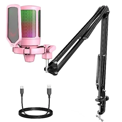 Afbeelding van FIFINE USB microfoon, pc gaming met arm, microfoon C voor MAC PS4/PS5 mute knop, popfilter, shockmount streaming, podcast, studio A6T