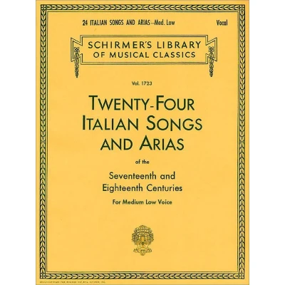 Afbeelding van 24 italian songs &amp; arias Medium Low Voice of the seventeenth and eighttennth centuries: Schirmer Library Classics Volume 1723 Book Only