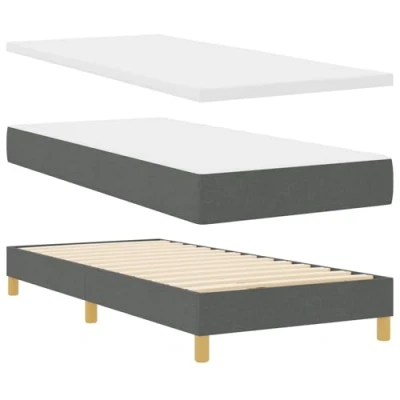 Afbeelding van vidaXL Boxspring Bed met Matras Donkergrijs, 90x200 cm, Stof