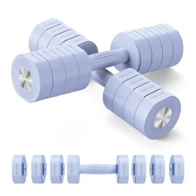Afbeelding van MERACH halters, korte set van 2, verstelbaar, 4 in 1 halters voor dames, kg verstelbare gewichten, dumbell krachttraining, fitness, thuisgym, cadeau, blauw