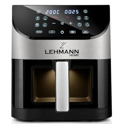 Afbeelding van Lehmann Heteluchtfriteuse, 6 liter, met 10 kookprogramma&#039;s, friteuse hete lucht 1500 W en temperatuurregeling 76 200 C, Air Fryer timer digitaal led touchscreen, olievrij braden