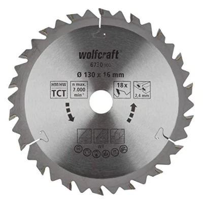 Afbeelding van Wolfcraft 6730000 Hardmetaal cirkelzaagblad 130 x 16 mm Aantal tanden: 18 1 stuk(s)