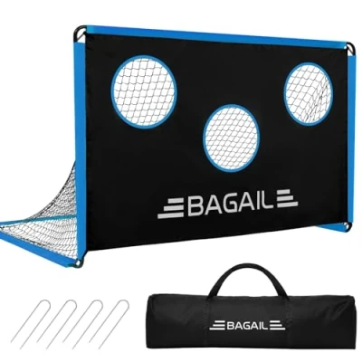 Afbeelding van Bagail voetbaldoel 2 in 1 ontwerp met een doel voetbalnet, uitgerust draagbare handtas, gemakkelijk te monteren, perfect voor tuin schiettraining en entertainment, 6 x 7 voet