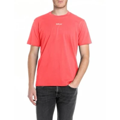 Afbeelding van Replay Basics Crew Neck T shirt voor heren, van katoen, 556 Poppy Red, XXL