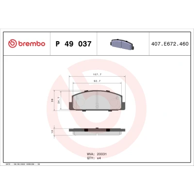 Afbeelding van Brembo Remblokset P 49 037
