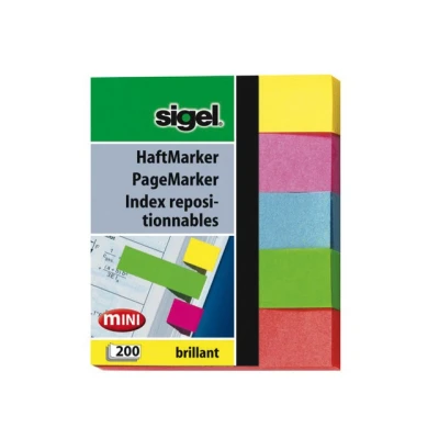 Afbeelding van 10x Indexeringsstrookjes Sigel mini brilliant 5 kleurig assorti