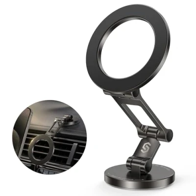 Afbeelding van SYNCWIRE MagSafe Mobiele telefoonhouder voor de auto, sterke magneet, volledig metaal, magnetische [flexibele drie assen], 360 rotatie, autohouder iPhone 15 14 Pro Max