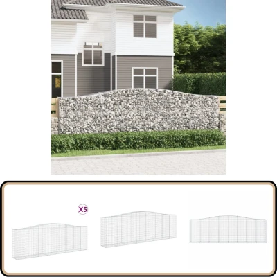 Afbeelding van vidaXL Schanskorven 5 st gewelfd 400x50x120/140 cm ijzer