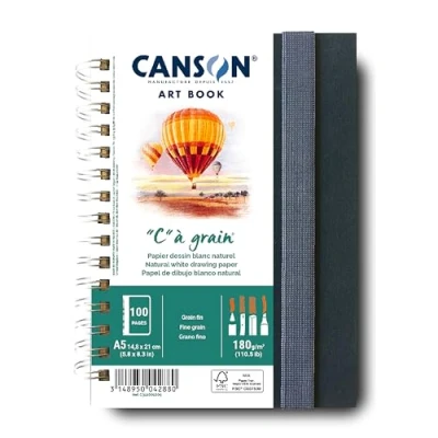 Afbeelding van CANSON Professional Book tekenpapier wit fijne korrel 180 g/m² spiraalgebonden notitieboek A5 14 8 x 21 cm natuurlijk 50 vellen