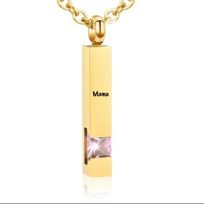 Afbeelding van Luxe Ashanger Met Ketting En Gravering Papa Assieraad Goud Roze Steen As Gedenksieraad Urn Incl. vuller