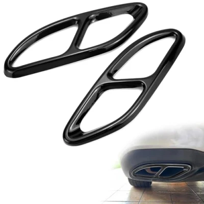 Afbeelding van QWORK® 2 Stuks Uitlaatpijpafdekking, Roestvrij Staal Compatibel met Benz C Klasse W205, E W213, B Klasse, GLC