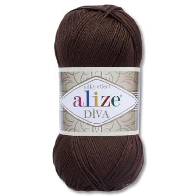 Afbeelding van Frida&#039;s Wollhaus Alize 100 g Diva wol breien haken microvezel 64 kleuren (26 donkerbruin)