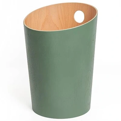 Afbeelding van KAZAI.® Design Papiermand &#039;Bennet&#039; Unieke voor Kantoor, Slaapkamer, Kinderkamer en Meer Kantoor Gemaakt van Echt Houtfineer Groen