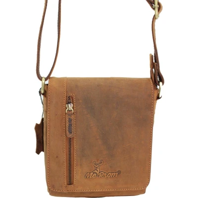 Afbeelding van Hunters / Me Prom tas Leren Schoudertas crossbody Nektas Buffel Leer Heren Dames Bruin Cognac
