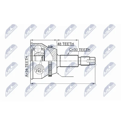 Afbeelding van Homokineet reparatie set, aandrijfas NTY NPZ TY 073