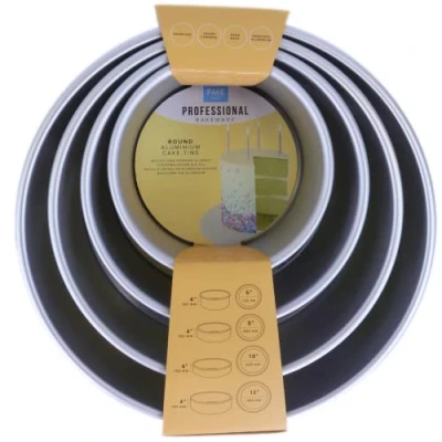 Afbeelding van PME Ronde Cake Pans 6, 8, 10, 12 Inch x 4 Diep, Set van 4, RNDB6810124, Zilver