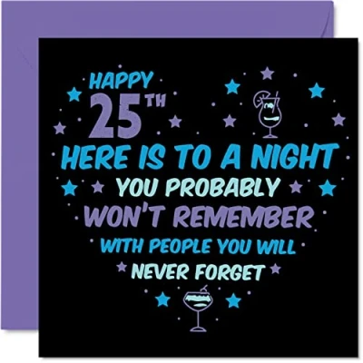 Afbeelding van Grappige 25e verjaardagskaart voor mannen en vrouwen zal niet onthouden Happy Birthday Cards 25 jarige zoon dochter broer zus neef vriend, 145 mm x vijfentwintig vijfentwintigste
